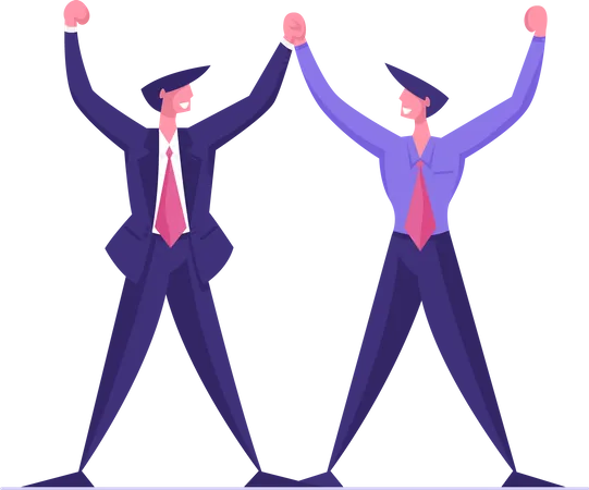 Two business employees cheering together  Illustration