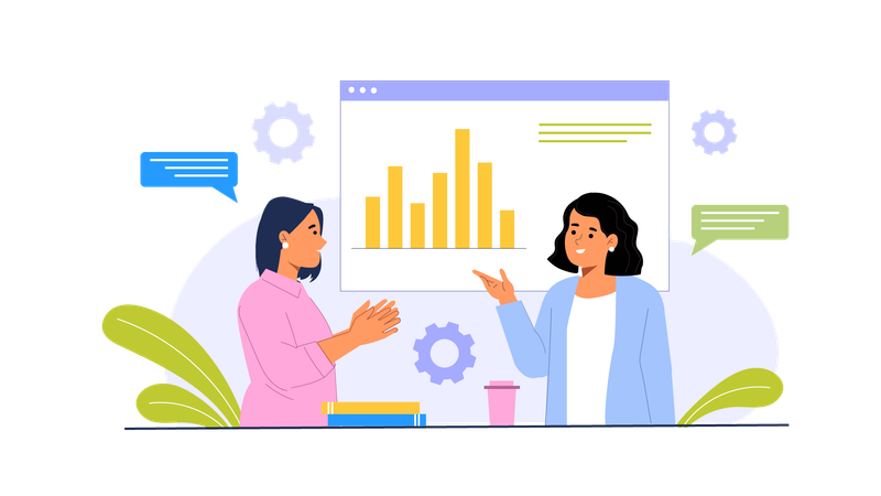 Two business ladies doing business discussion  Illustration