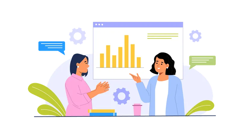 Two business ladies doing business discussion  Illustration