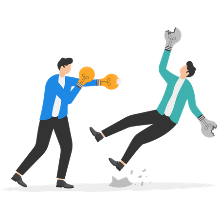 Two business man conflict for business idea  Illustration