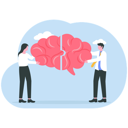 Two business man push brain for Communication  Illustration