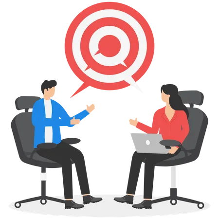 Two Business Meeting And Talking To Target Concept Business Vector Illustration Flat Vector Design Illustration