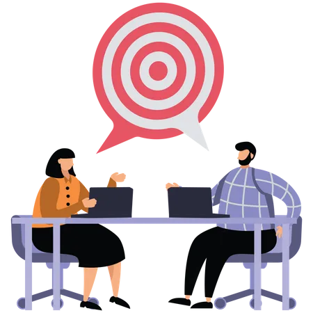 Two business meeting and talking to target  Illustration