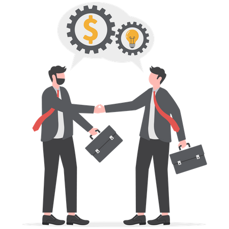 Two business people shake hands and make a business deal  Illustration