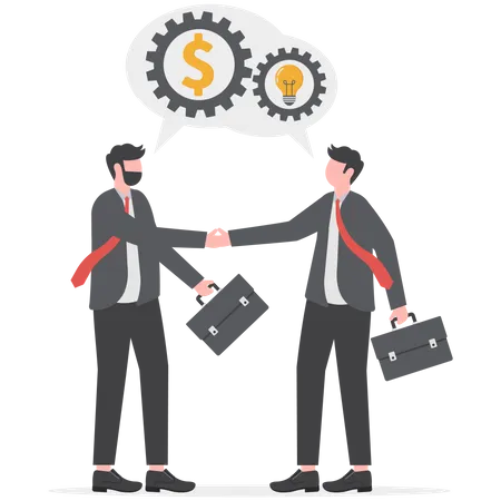 Two business people shake hands and make a business deal  Illustration