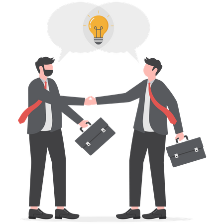 Two business people shake hands and talk and exchange ideas  Illustration