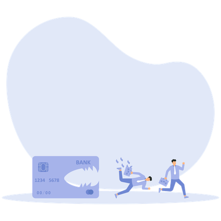 Two business running away from credit card  Illustration