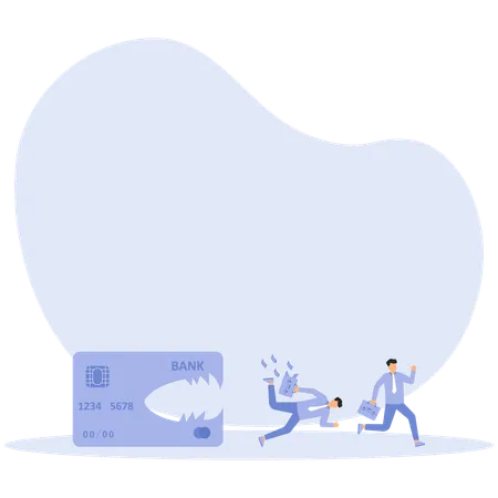 Two business running away from credit card  Illustration