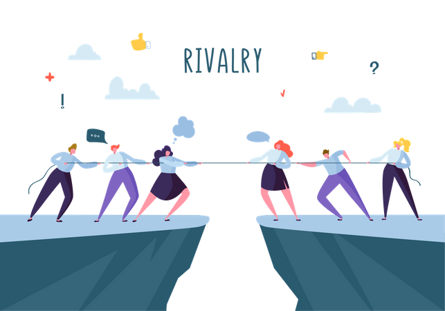 Two business team competing with each other  Illustration