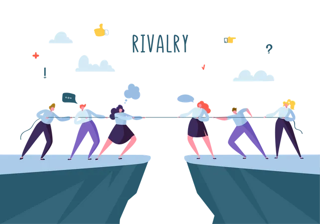 Two business team competing with each other  Illustration