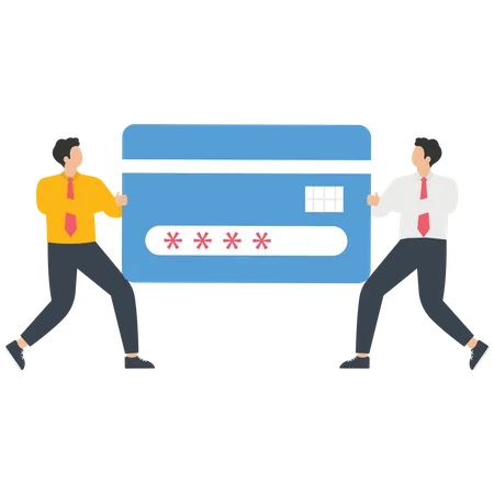 Two Businessman fight over a credit card  Illustration