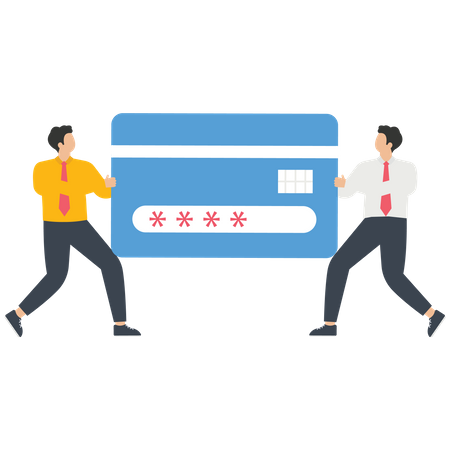 Two Businessman fight over a credit card  Illustration