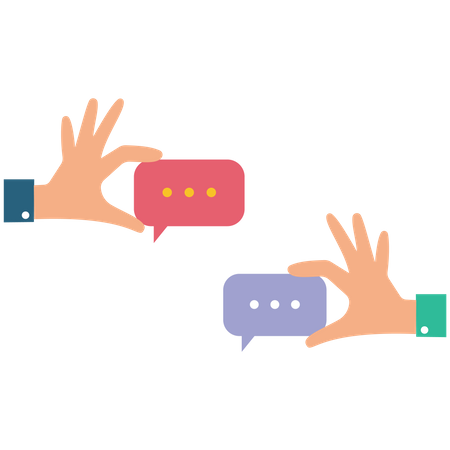 Two businessman holds a speech bubble  Illustration
