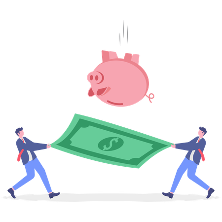 Two businessman pulling dollar note  Illustration