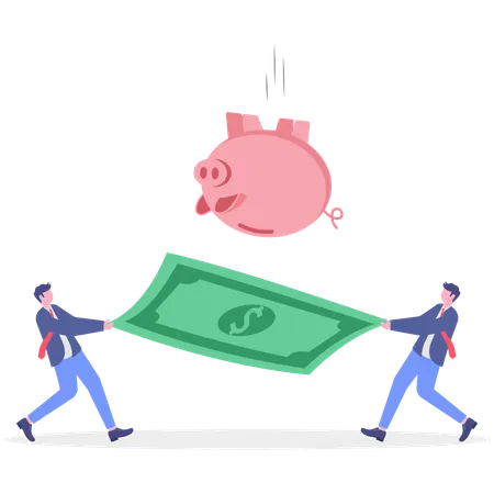 Two businessman pulling dollar note  Illustration