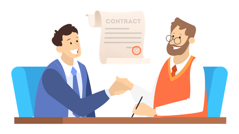 Two businessman shake hands as result of agreement  Illustration