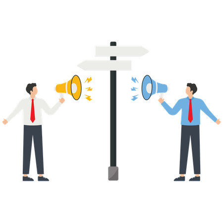 Two Businessman Shouting And Doing Arguments In Favor Of Business Direction  Illustration