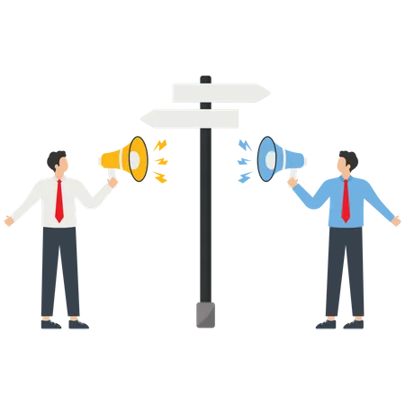 Two Businessman Shouting And Doing Arguments In Favor Of Business Direction  Illustration