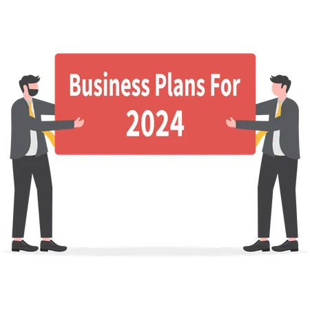 Planning For Business 2023 Two Businessman Standing And Displaying A White Placard To Write It On Your Own Text Illustration