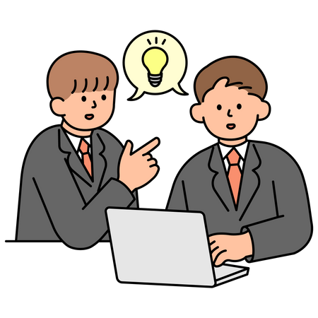 Two Businessmen Brainstorming Ideas  Illustration