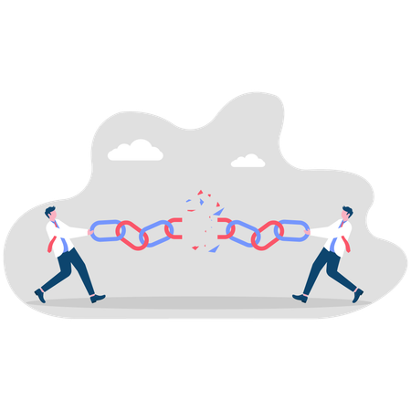 Two businessmen broke chain  Illustration