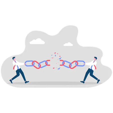Two businessmen broke chain  Illustration
