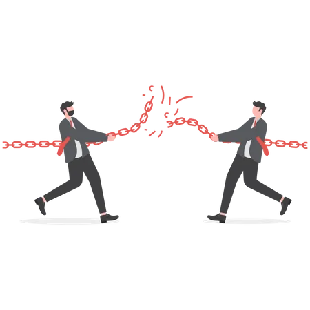 Two businessmen broke the chain  Illustration