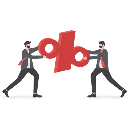 Two businessmen carrying percentage sign  Illustration