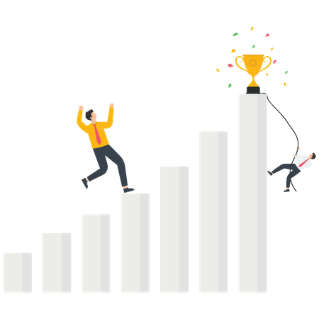 Two businessmen climbing the chart  Illustration