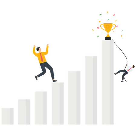 Two businessmen climbing the chart  Illustration