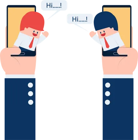 Two businessmen communicate on smartphone  Illustration