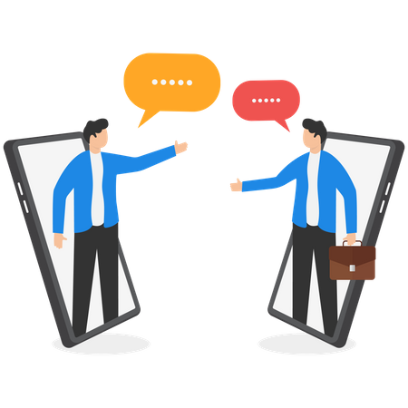 Two businessmen communicating via phone  Illustration