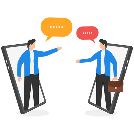 Two Businessmen Are Communicating Via Phone Vector Illustration Illustration