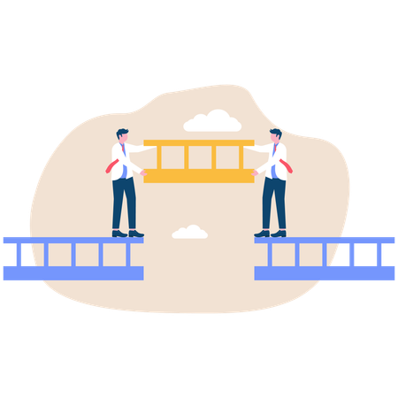 Two businessmen connect bridge  Illustration