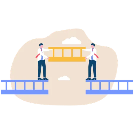 Two businessmen connect bridge  Illustration