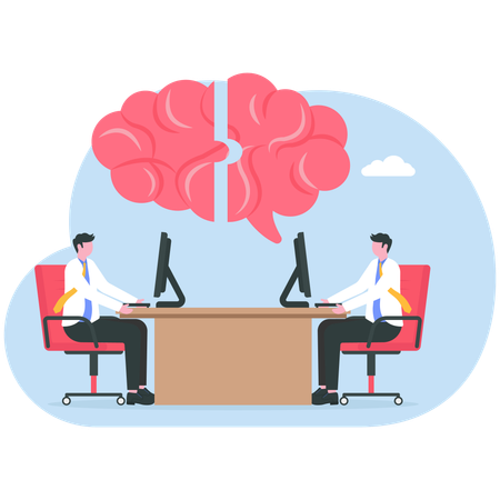Two businessmen doing brain Communication  Illustration