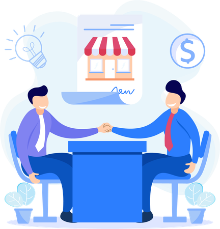 Two businessmen doing business deal  Illustration