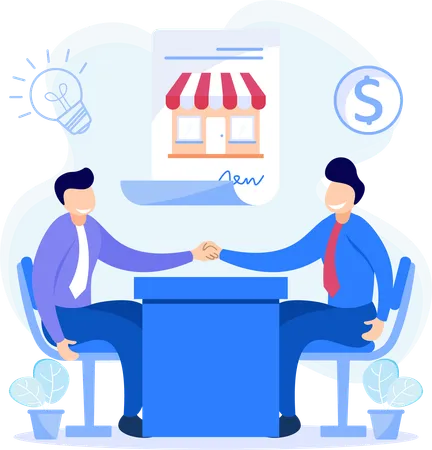 Two businessmen doing business deal  Illustration