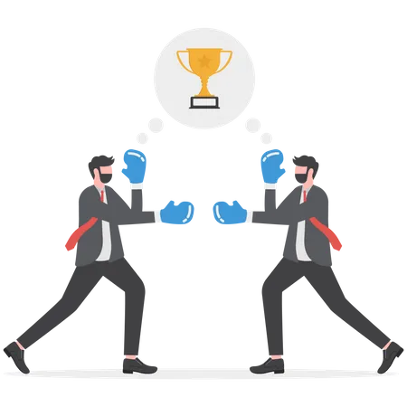 Two Businessman Character Doing Fight Competition To Be A Winner Vector Illustration Rivalry And Challenge In Business And Career Symbol Illustration