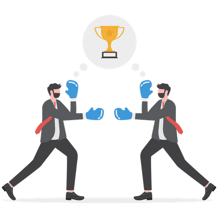 Two businessmen doing fight competition to be a winner  Illustration