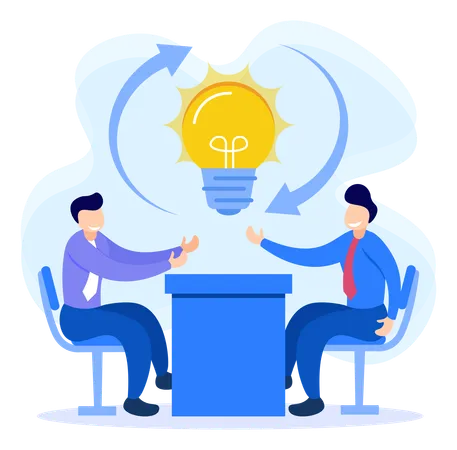 Two Businessmen Having Business Idea  Illustration