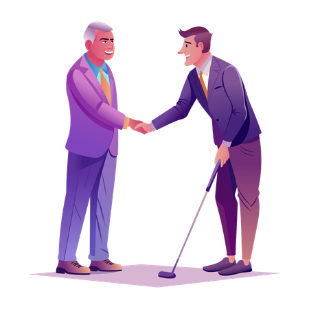 Two Businessmen having Golf Meeting  Illustration