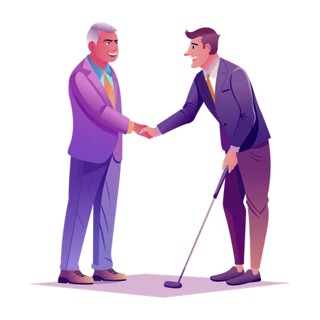 Two Businessmen having Golf Meeting  Illustration