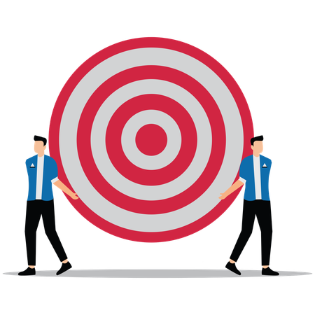 Two businessmen holding dashboard while both Business Competitive for pulling business target  Illustration