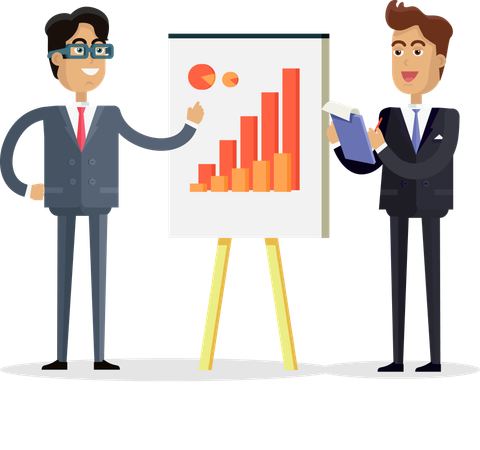 Two Businessmen Make Presentation  Illustration