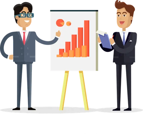 Two Businessmen Make Presentation  Illustration