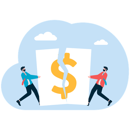 Two businessmen pulling financial report  Illustration