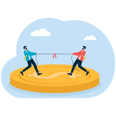 Two businessmen pulling rope  Illustration