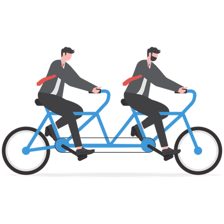 Two businessmen riding bicycles to success  Illustration