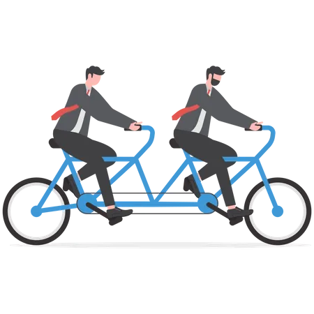 Two businessmen riding bicycles to success  Illustration